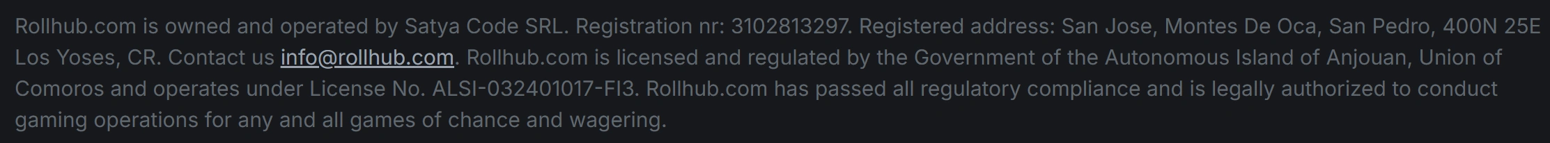 Rollhub Casino Security and Licenses