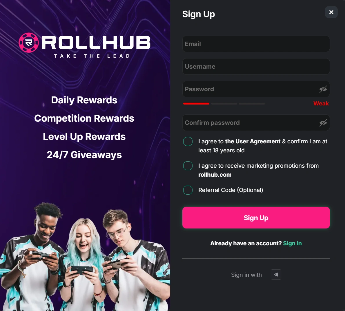 How to Register at Rollhub Casino